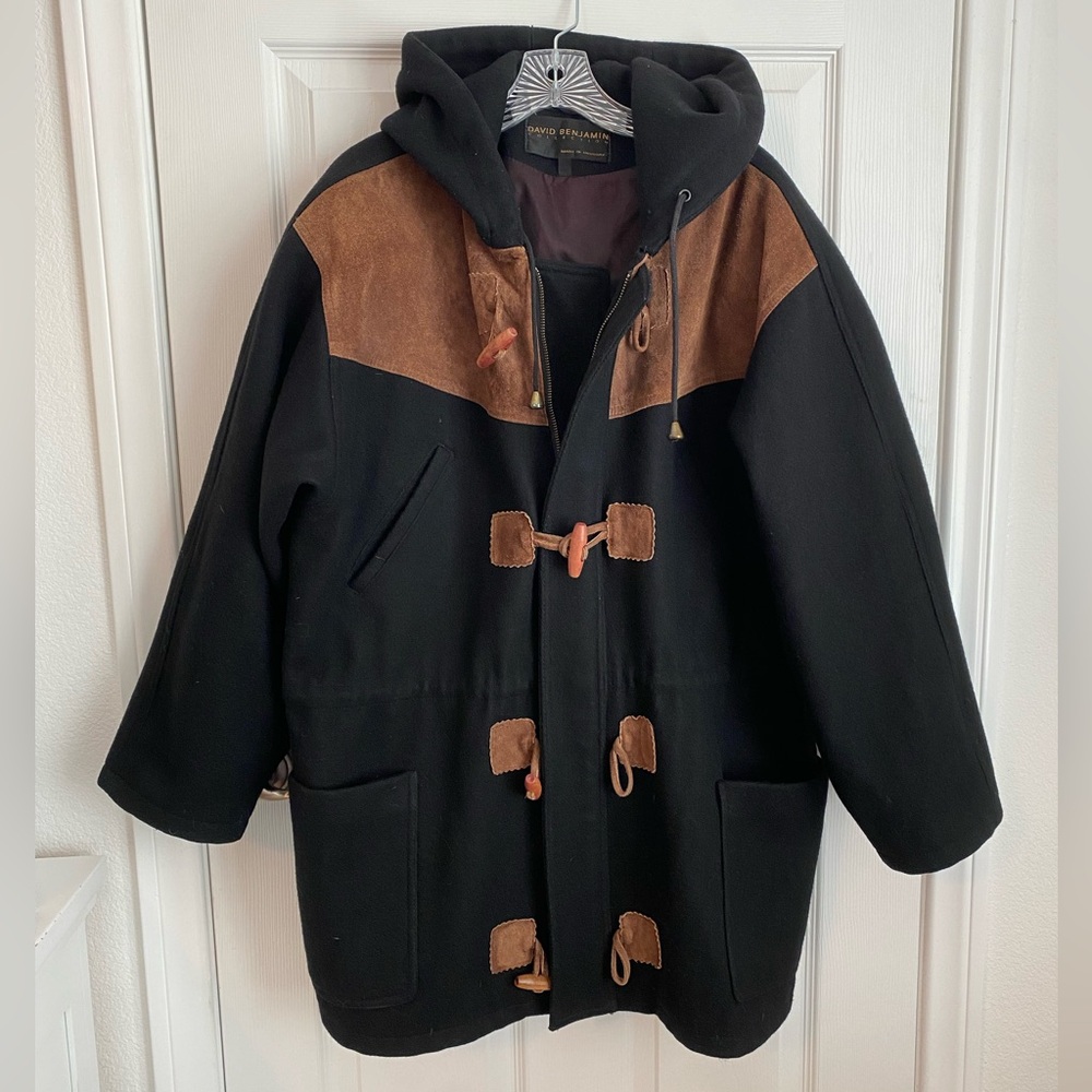 Vintage David Benjamin wool and suede Black Coat
